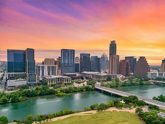 austin texas skyline at sunset